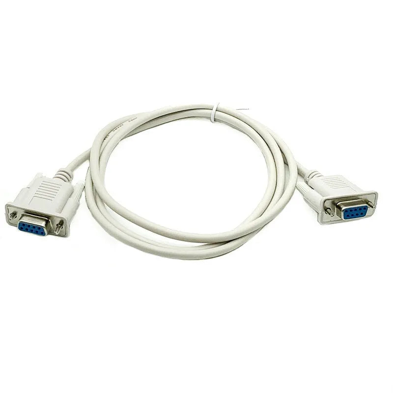 Female to female DB9 RS232 serial cable 1.5 metres long with milky white insulation
