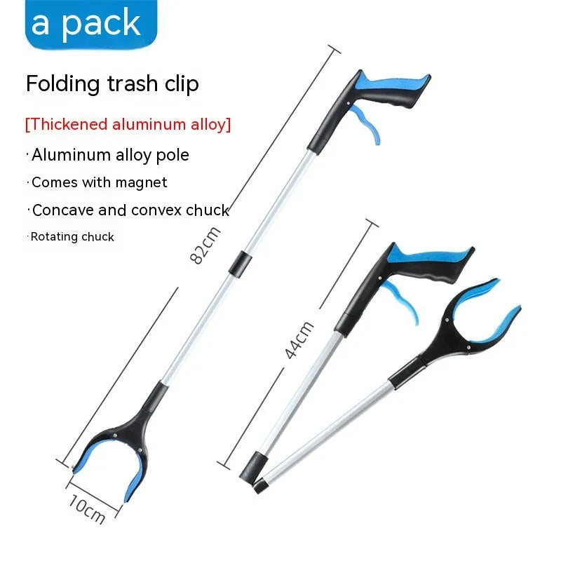 Blue trash clip with plastic and aluminium alloy construction for household organisation