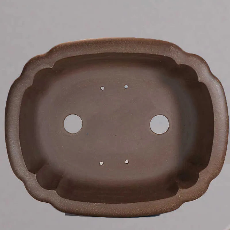 Purple sand handmade rectangular begonia flower pot showing antique plain design and dimensions