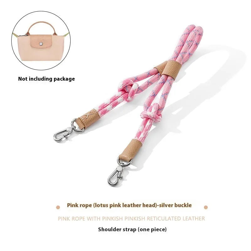 Braided nylon and leather shoulder strap with alloy buckle for bag modification