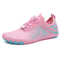Outdoor fashion sports upstream shoes with non-slip rubber sole and breathable gauze lining in white black pink and blue