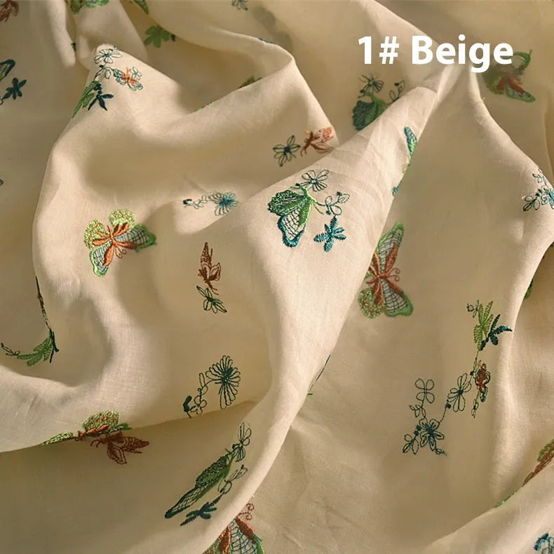 Pure ramie hanfu fabric in beige, grass green and dark green colours, 140cm wide natural fibre cloth