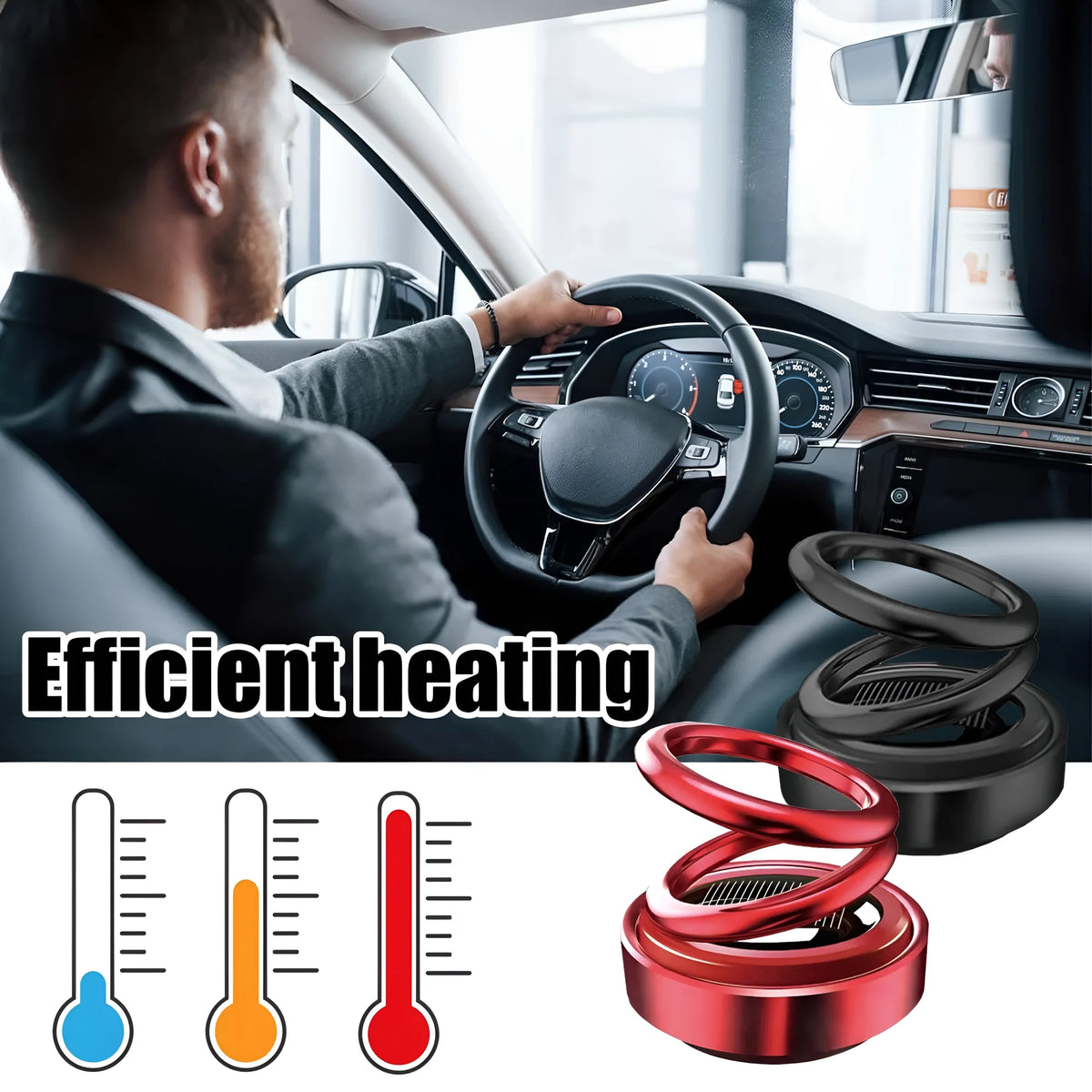 Portable miniature vibration radiator in black or red colours measuring 5.1 by 6 centimetres