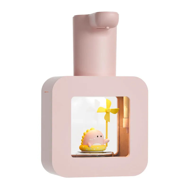 Yellow automatic sensor soap dispenser with cartoon design for children's bathrooms