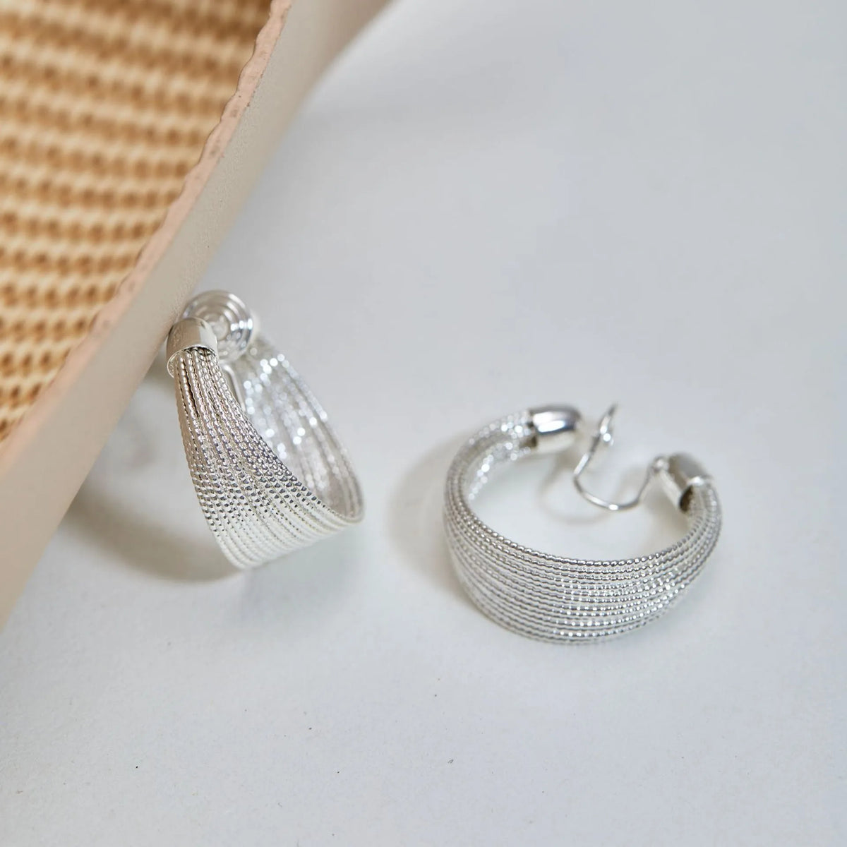 Multi-layer geometric copper earrings set with gold and silver electroplated stud and clip earring pairs