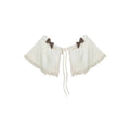 Apricot knitted top, brown hip skirt and apricot shawl three-piece set in sizes S M XS