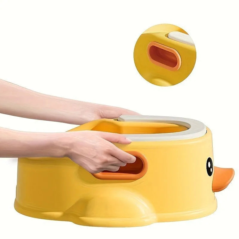 Blue duck-shaped PVC bathtub for washing a small dog or cat, non-electric and portable.