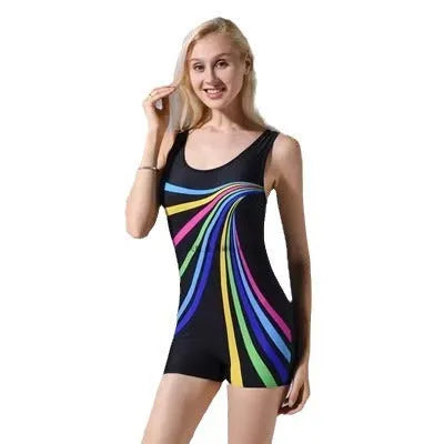 Women's quick-drying one-piece swimsuit in polyester with sleeveless conservative design