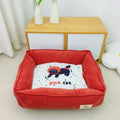 Soft cotton dog pet nest in light blue, shown in a 50x40cm size for winter comfort.