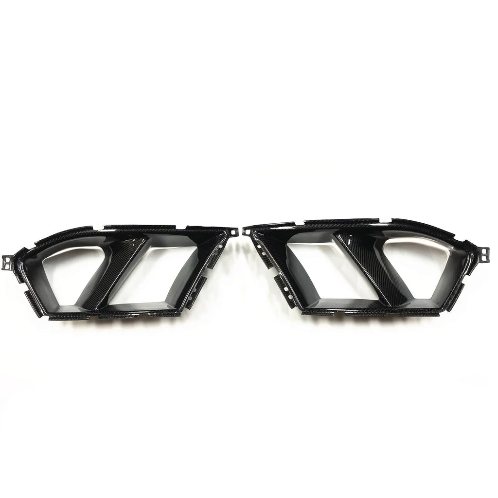 Black dry carbon fibre front bumper grille with 3K weave for BMW M3 M4 G80 G82 models.