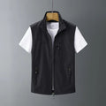 Men's slim fit rabbit fur waistcoat with a hood in a neutral colour.