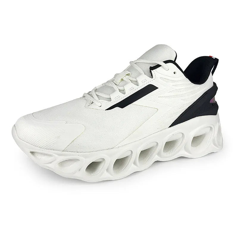 Men's casual sports shoes in black colour with mesh upper and lace-up front closure