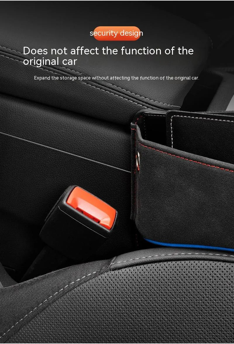 Leather car seat storage box in beige colour showing waterproof pressure resistant construction