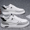Men's low-top canvas board shoes in beige with mesh lining and round toe.