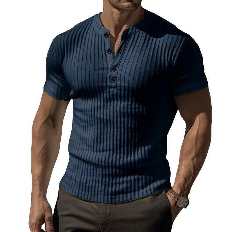Men's slim-fit sports t-shirt in polyester fabric showing solid colour options and athletic styling