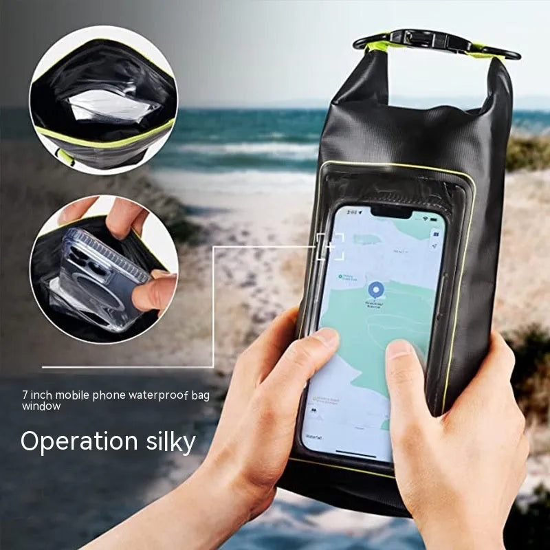PVC waterproof crossbody phone bag in Army Green colour for outdoor and water sports.
