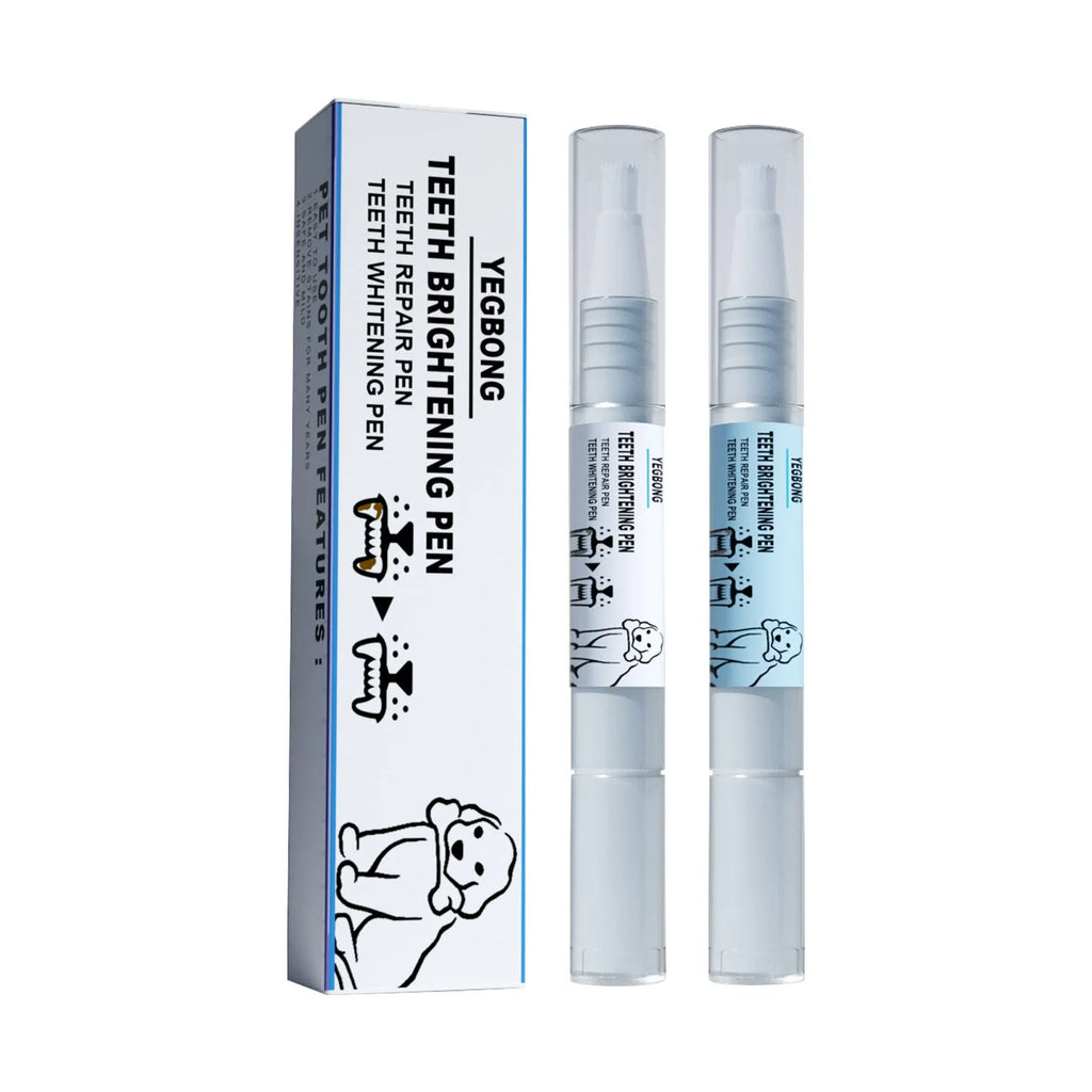 Yegbong pet teeth whitening pen kit with two 3ml pens and dental brushes for dogs and cats