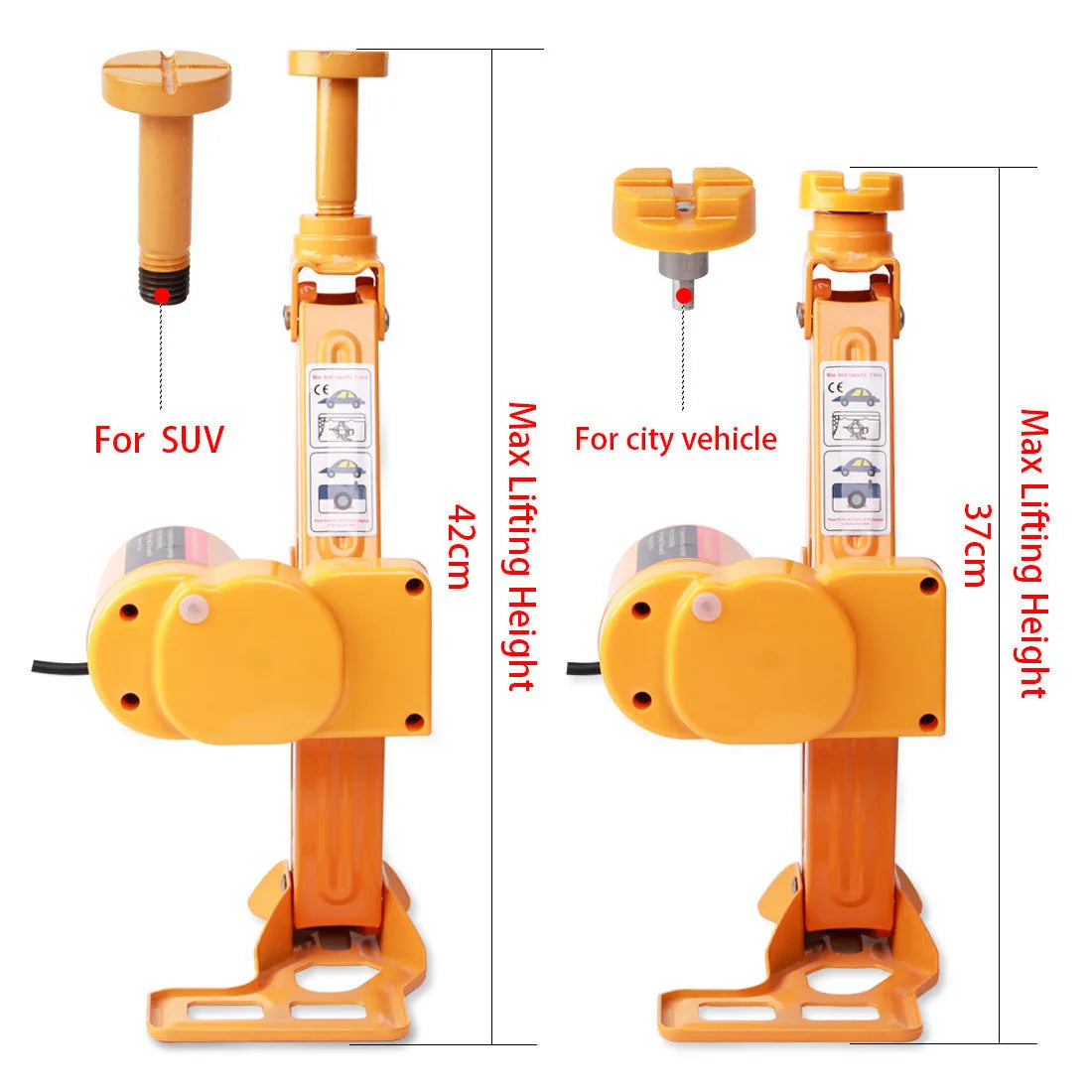 Yellow steel car electric jack set with electric wrench for vehicle tyre changing