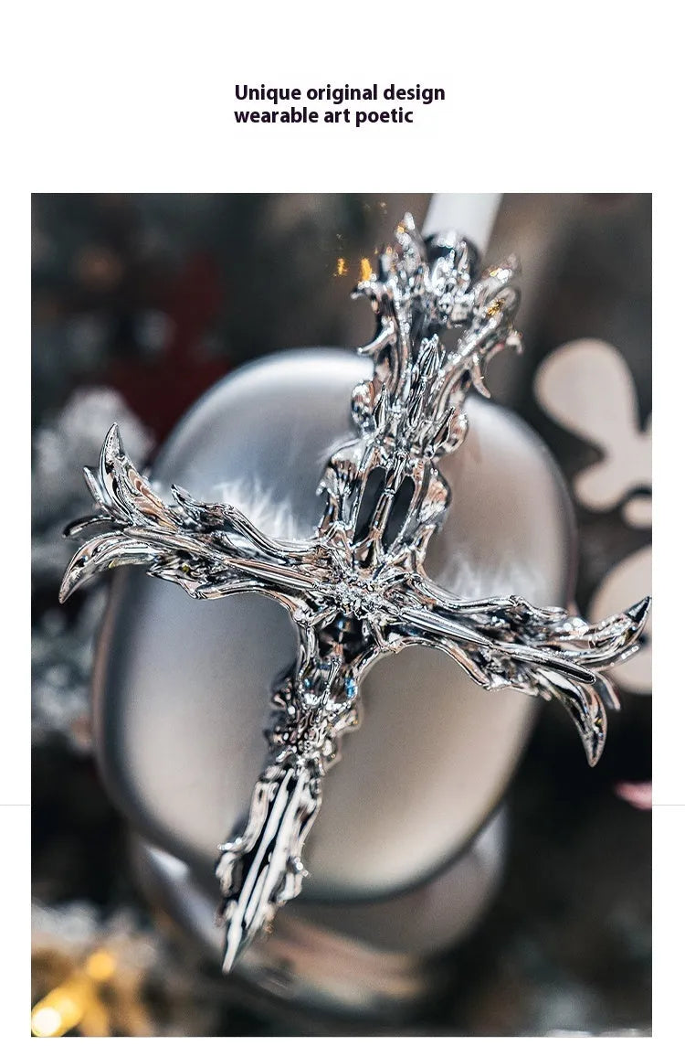Gothic cross design resin headphone covers for Apple AirPods Max in hard case