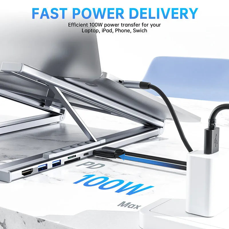 Aluminium alloy foldable laptop docking station with multi-interface hub connectivity