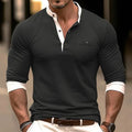 Men's cotton long sleeve t-shirt in solid colours showing round neck design and sleeve length