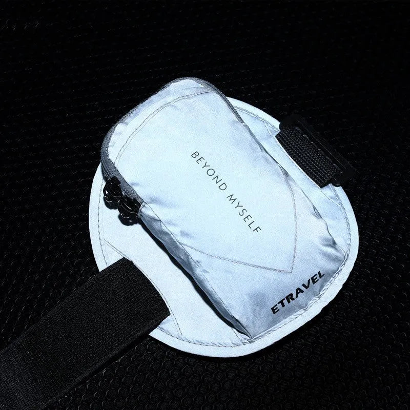 Sports running arm bag with reflective strips in three colour options