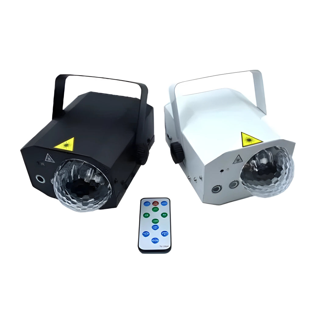 LED laser magic fan projection lamp in black or white with green and red laser effects