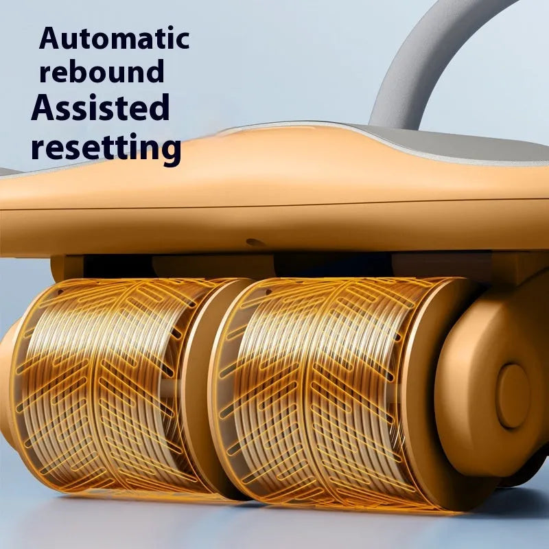 Three-wheel abdominal wheel with automatic rebound mechanism and included kneepad