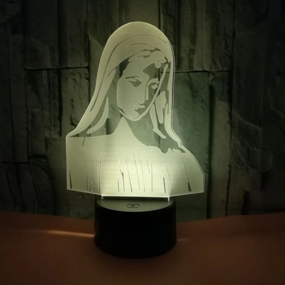 3D LED night light with laser-engraved acrylic plate showing dual ring pattern illumination