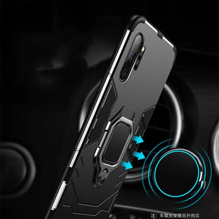 Samsung Galaxy magnetic phone case in black, blue, and red colours showing integrated metal plate