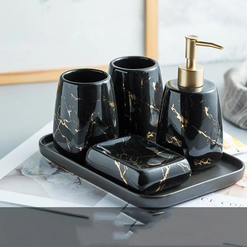 Ceramic bathroom wash set with high-temperature fired porcelain construction in light luxury style