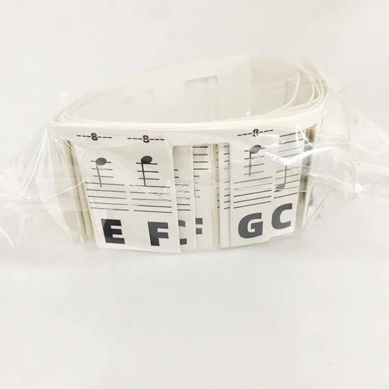 88 key piano keyboard stickers set with colour note bars and black notes on white card material
