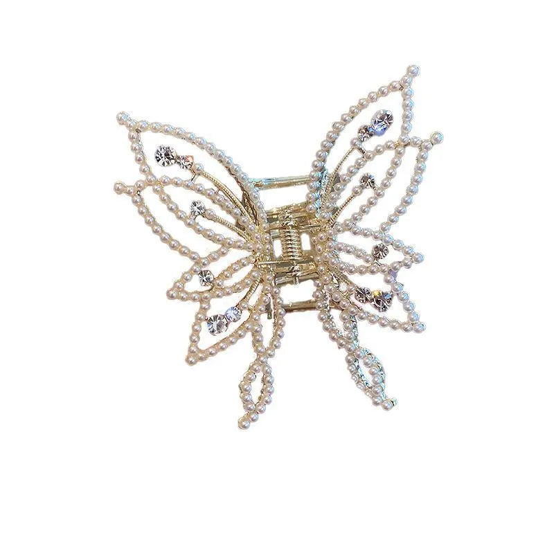 Butterfly design hair clip barrette with alloy construction and electroplating finish