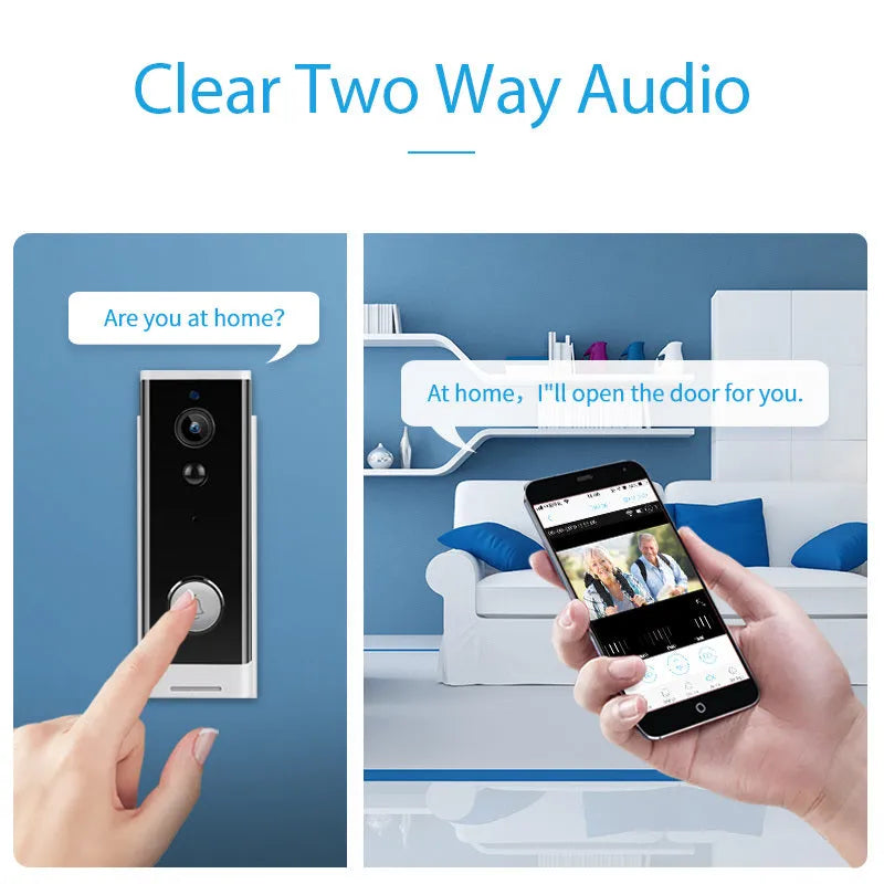 White 1080p wireless network security camera for wall mounting and mobile phone monitoring.
