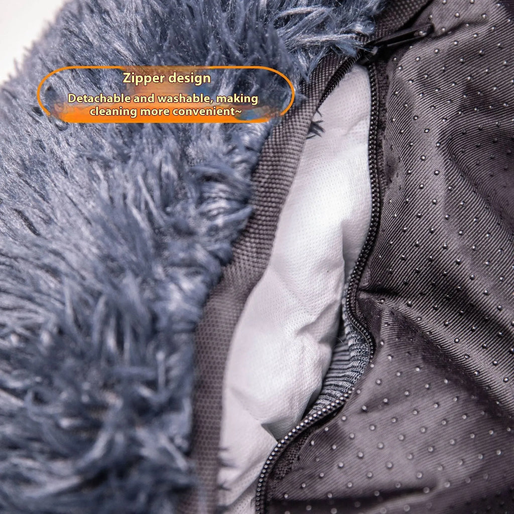 Winter thicken thermal vehicle-mounted pet mat on car seat in beige or dark grey