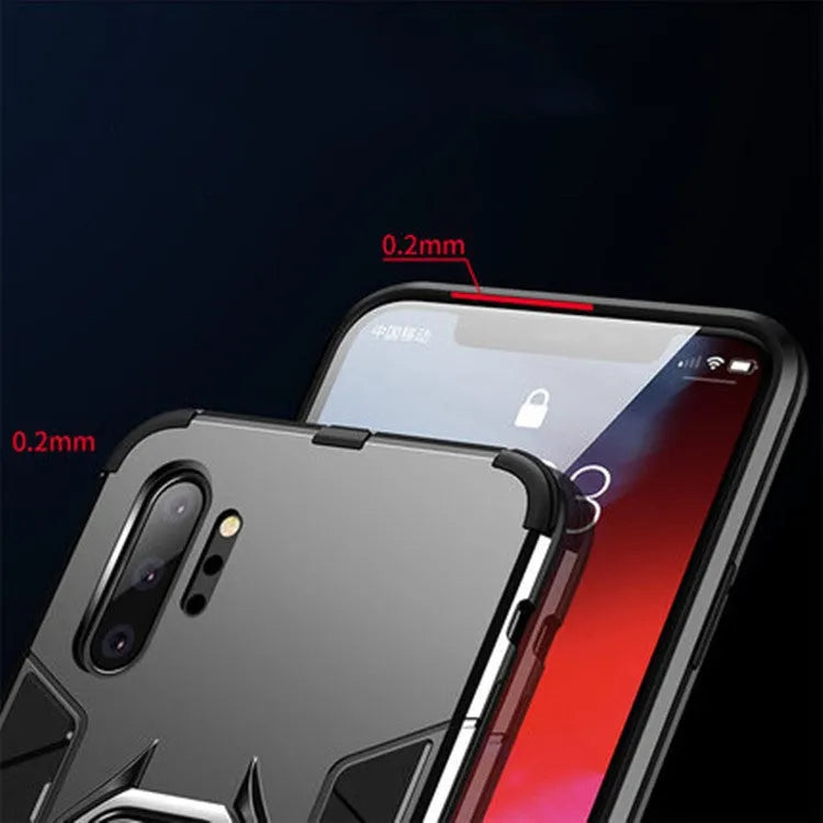 Samsung Galaxy magnetic phone case in black, blue, and red colours showing integrated metal plate