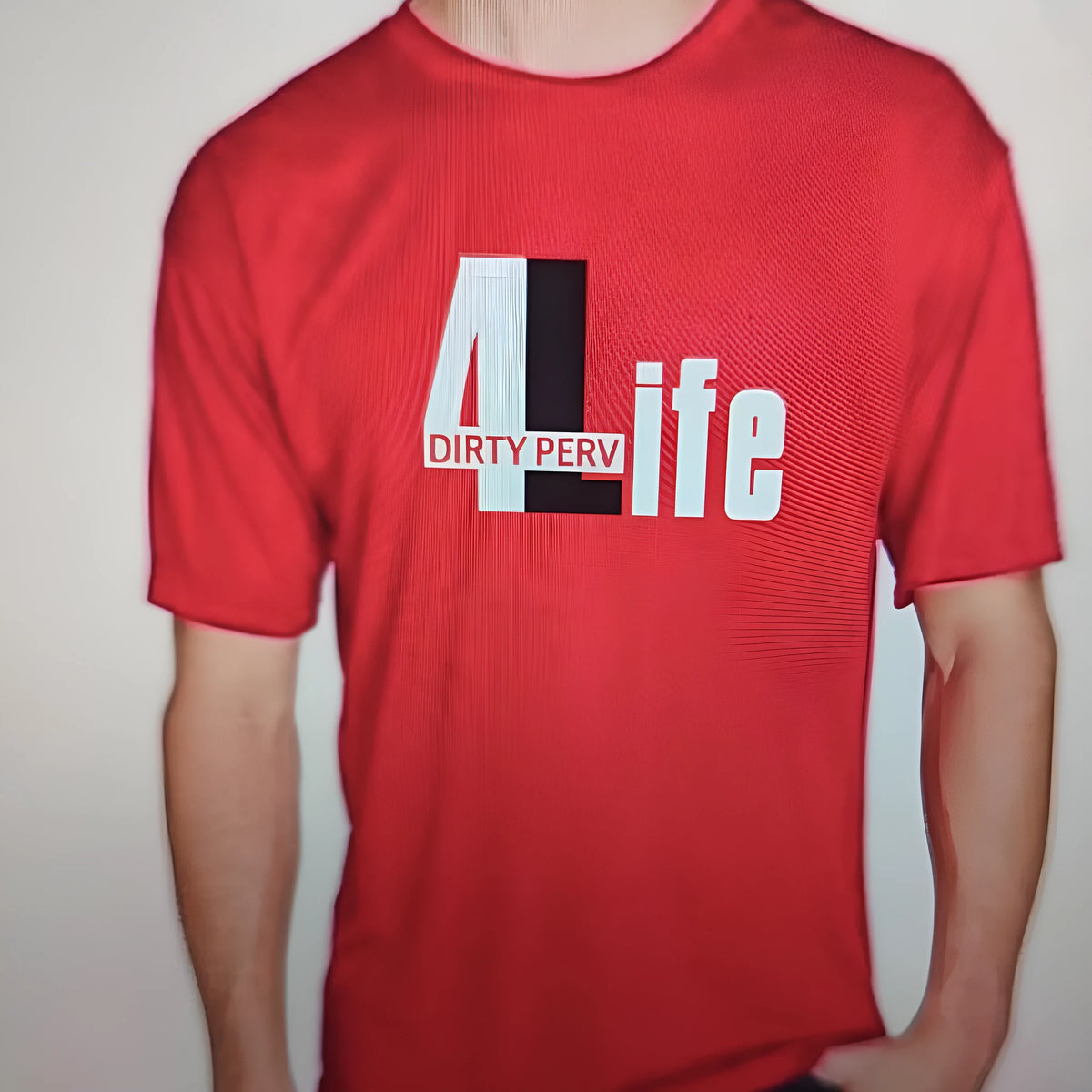 Red cotton men's casual T-shirt with short sleeves and a round neck collar.