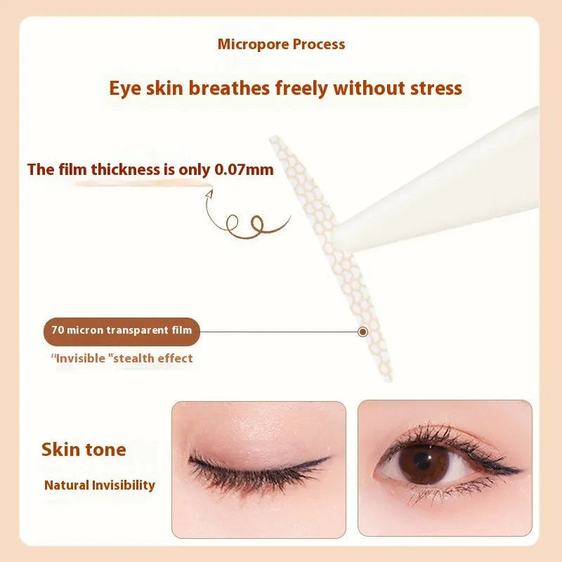 Transparent double eyelid stickers in crescent and olive shapes on roll packaging