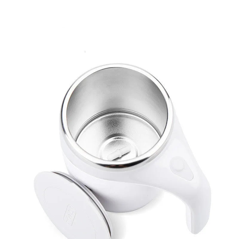 Rechargeable automatic stirring cup with ABS shell and 304 stainless steel liner, 301-400ml, white or brown