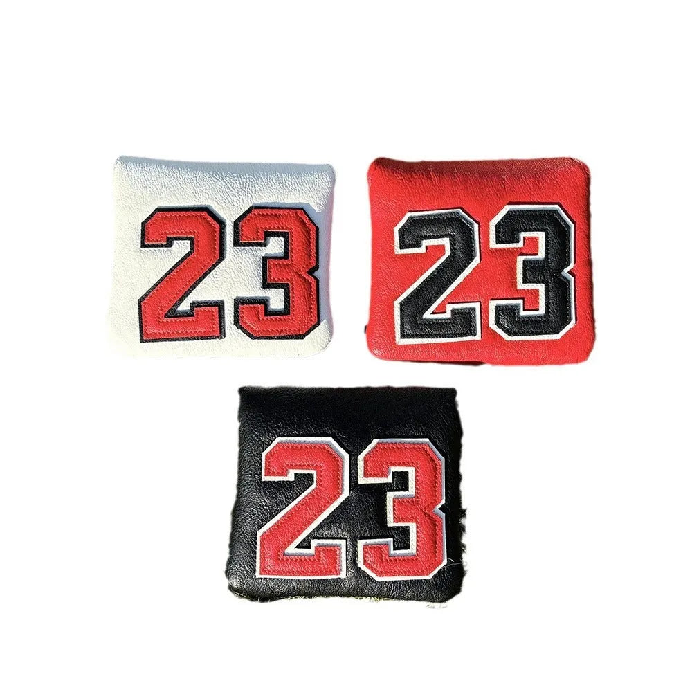 Set of four PU golf club sleeves in matching colour with different shapes for utility clubs, putters, and numbered irons