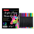 Set of 12 fine-tip acrylic paint markers for art and craft projects on multiple surfaces