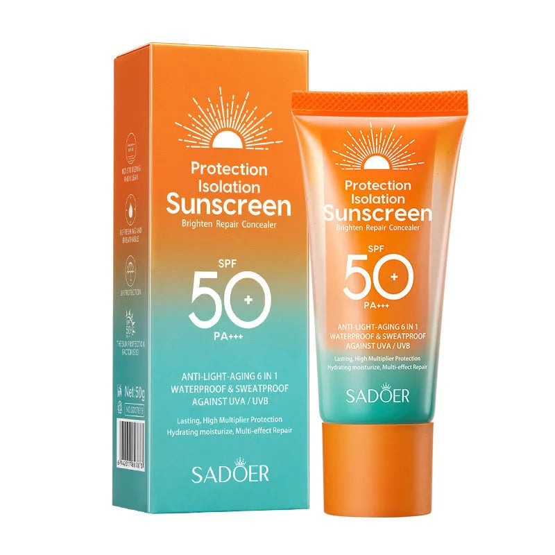 Double tube sunscreen and makeup primer with 50g content for face protection