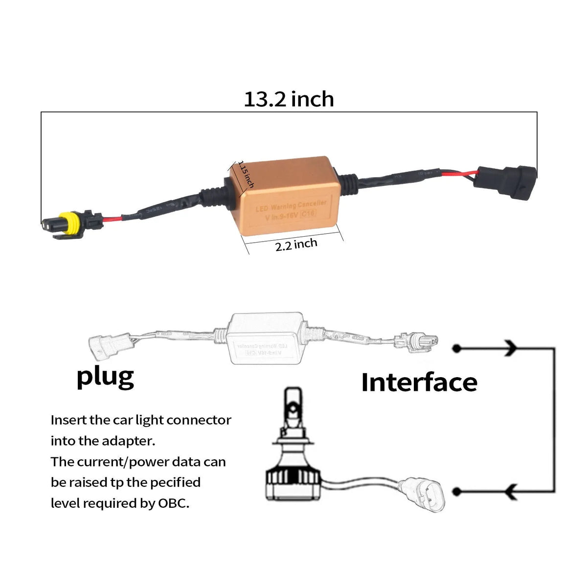 Black alloy H4 H7 H11 LED car Canbus decoder for headlight error code elimination