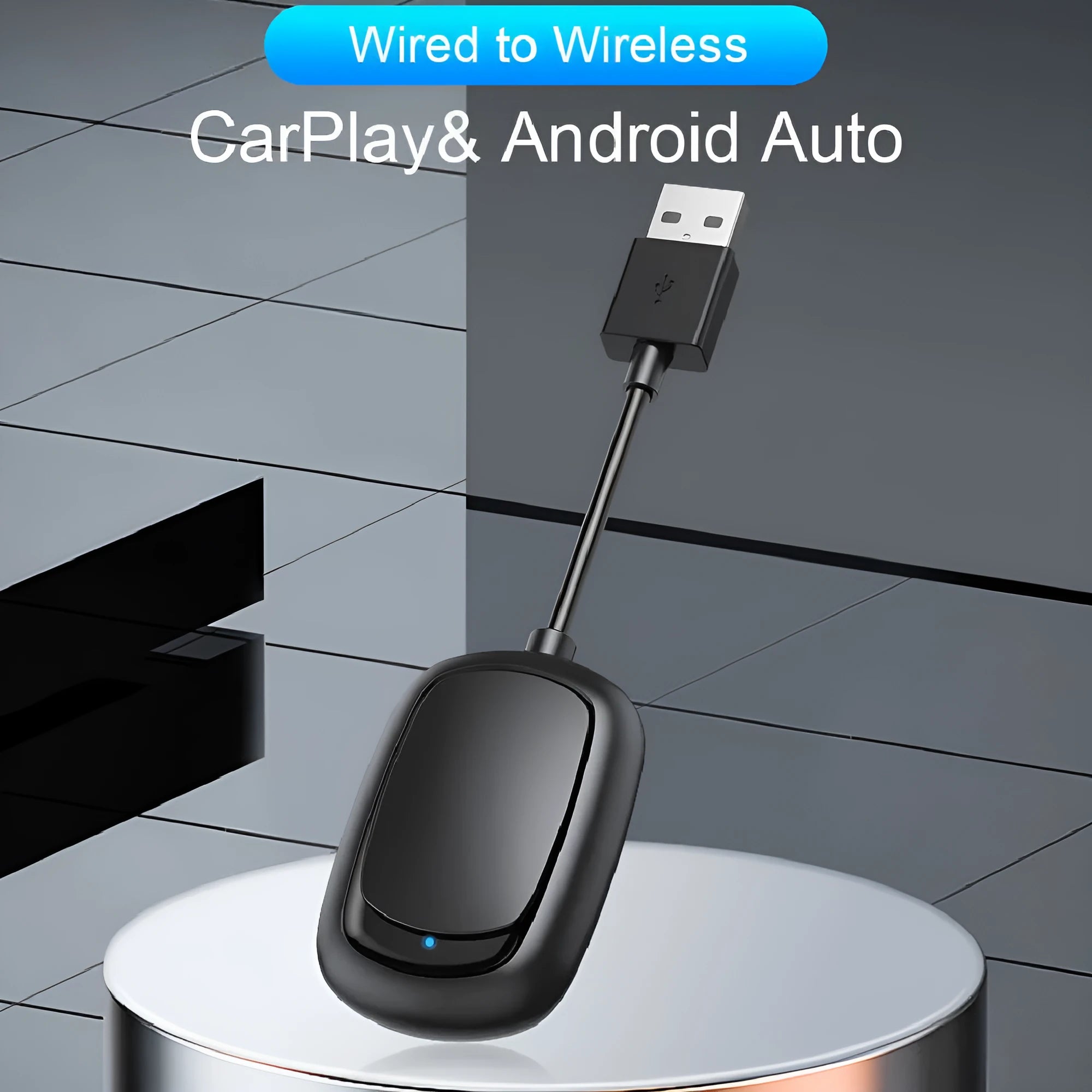 Wireless CarPlay and Android Auto 2-in-1 car adapter with USB connection