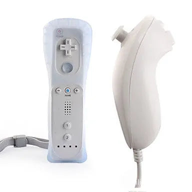 Wii left and right gamepad controller set with rubber sleeve and hand strap