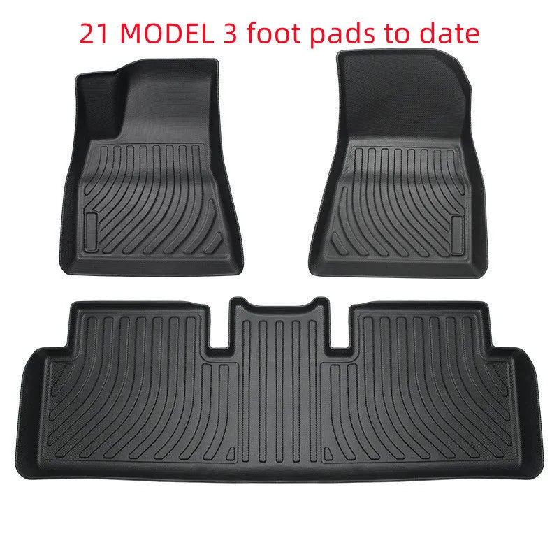 Rubber floor mats for Tesla Model 3, Y, X and S cars with TPE driver footrest