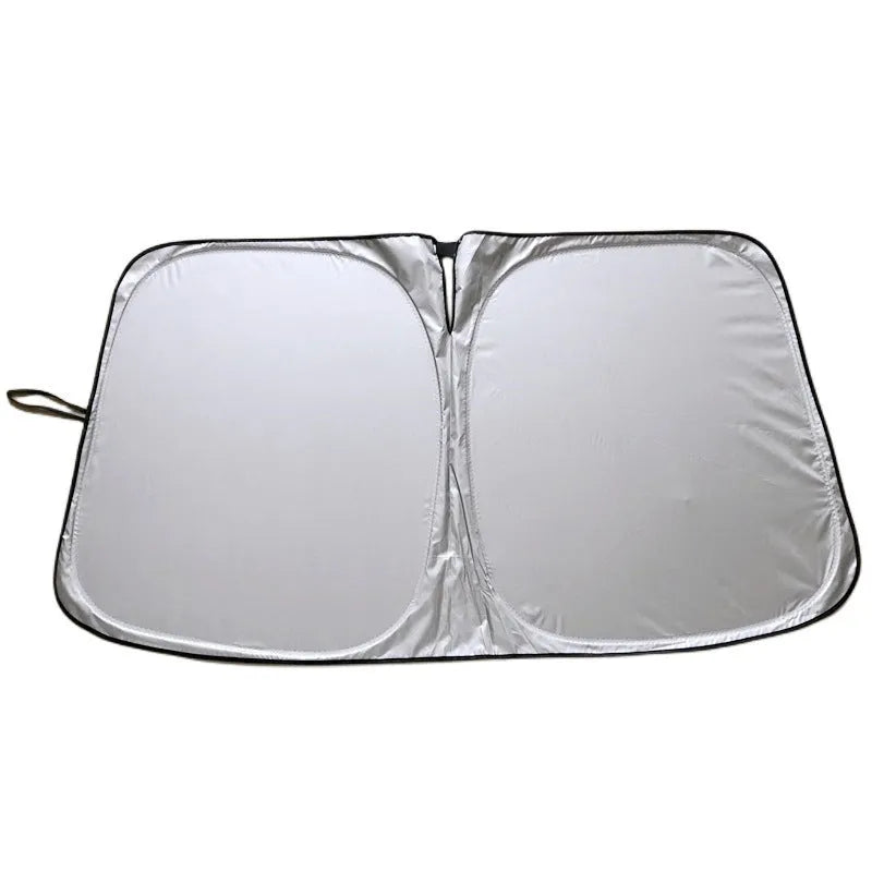 Aluminium foil car sunshade with silver reflective surface for windscreen heat protection