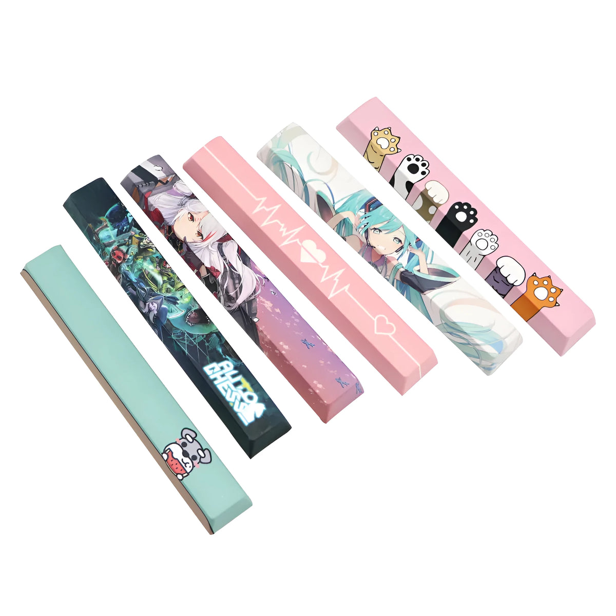 6.25U PBT spacebar keycap with five-sided sublimation, original height, KIT 1 to KIT 16 colour options