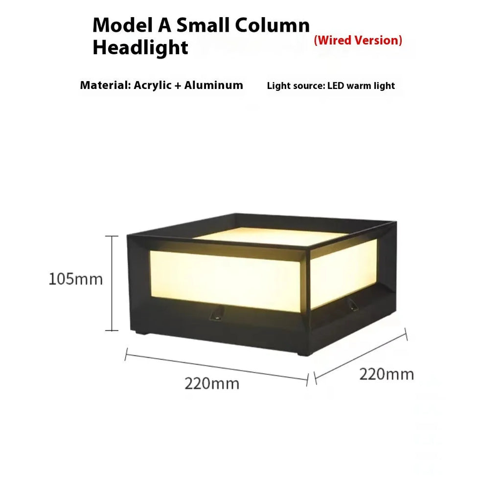 Solar-powered aluminium outdoor LED column light for wall or door mounting.