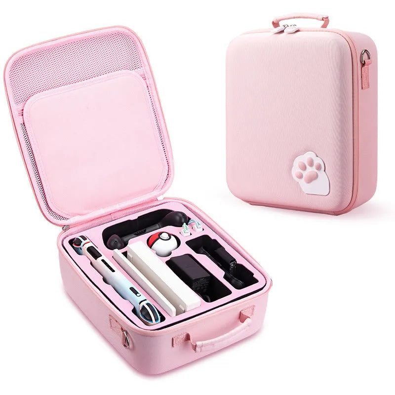 Cat claw design Nintendo Switch storage bag with game card slots and diagonal carrying strap